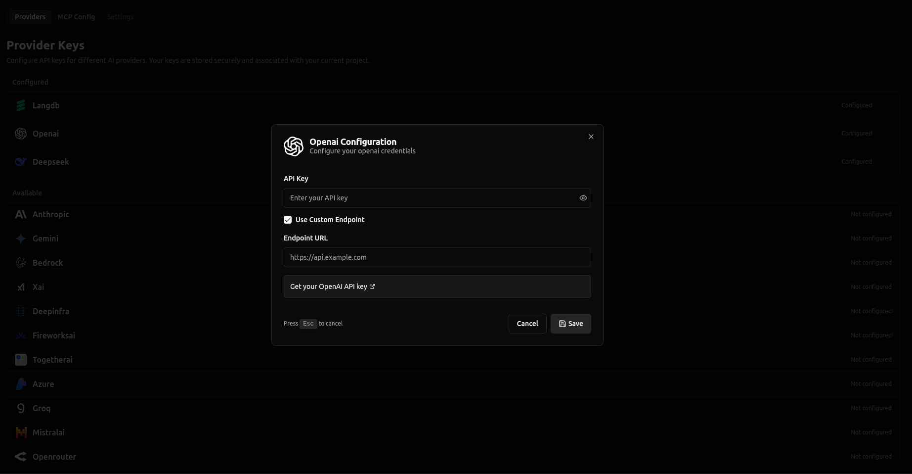 Custom Endpoint UI
