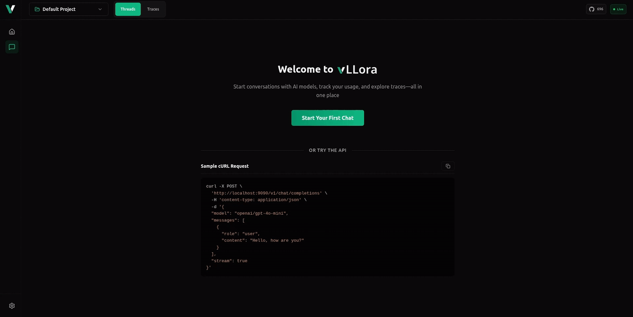 vLLora Chat section